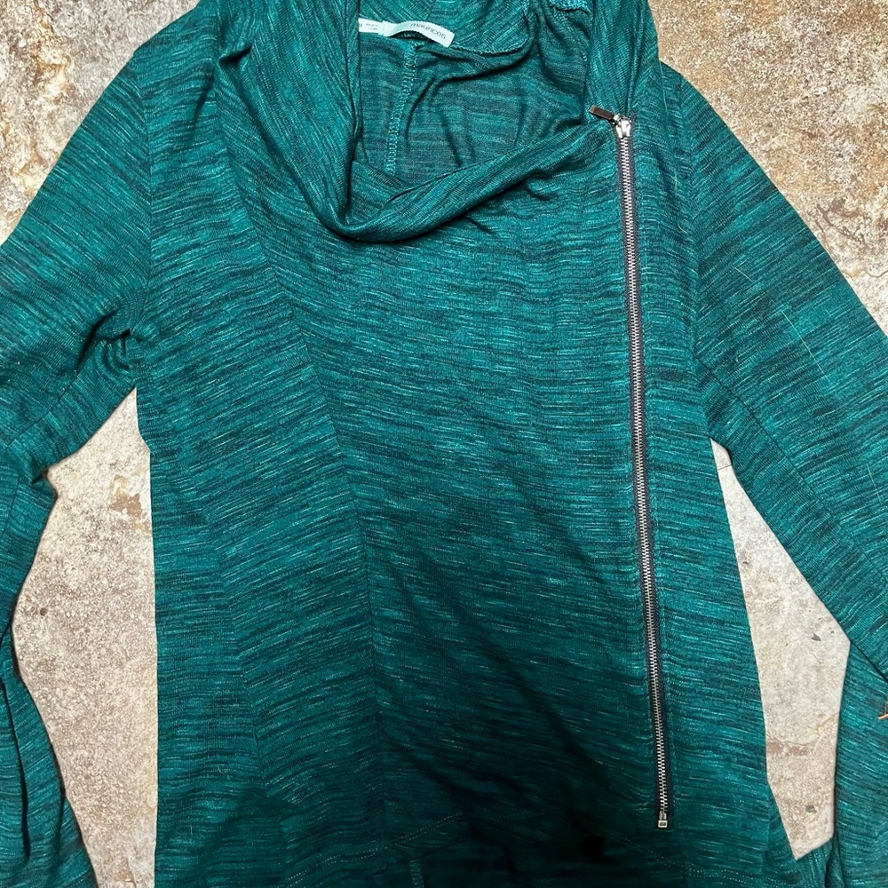 Maurices Teal Marled Asymmetric Zip Cowl Neck Sweater
